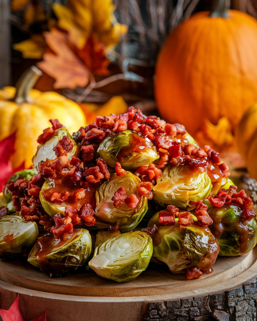 Savory Maple Glazed Brussels Sprouts with Bacon