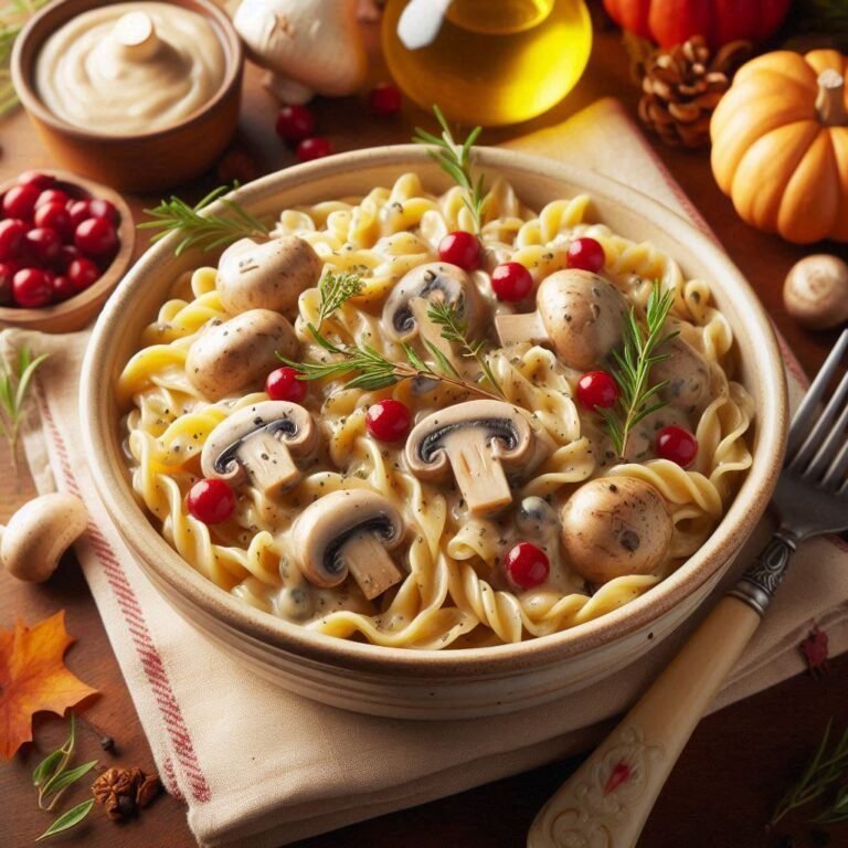 thanksgiving Creamy Garlic Mushroom Pasta2