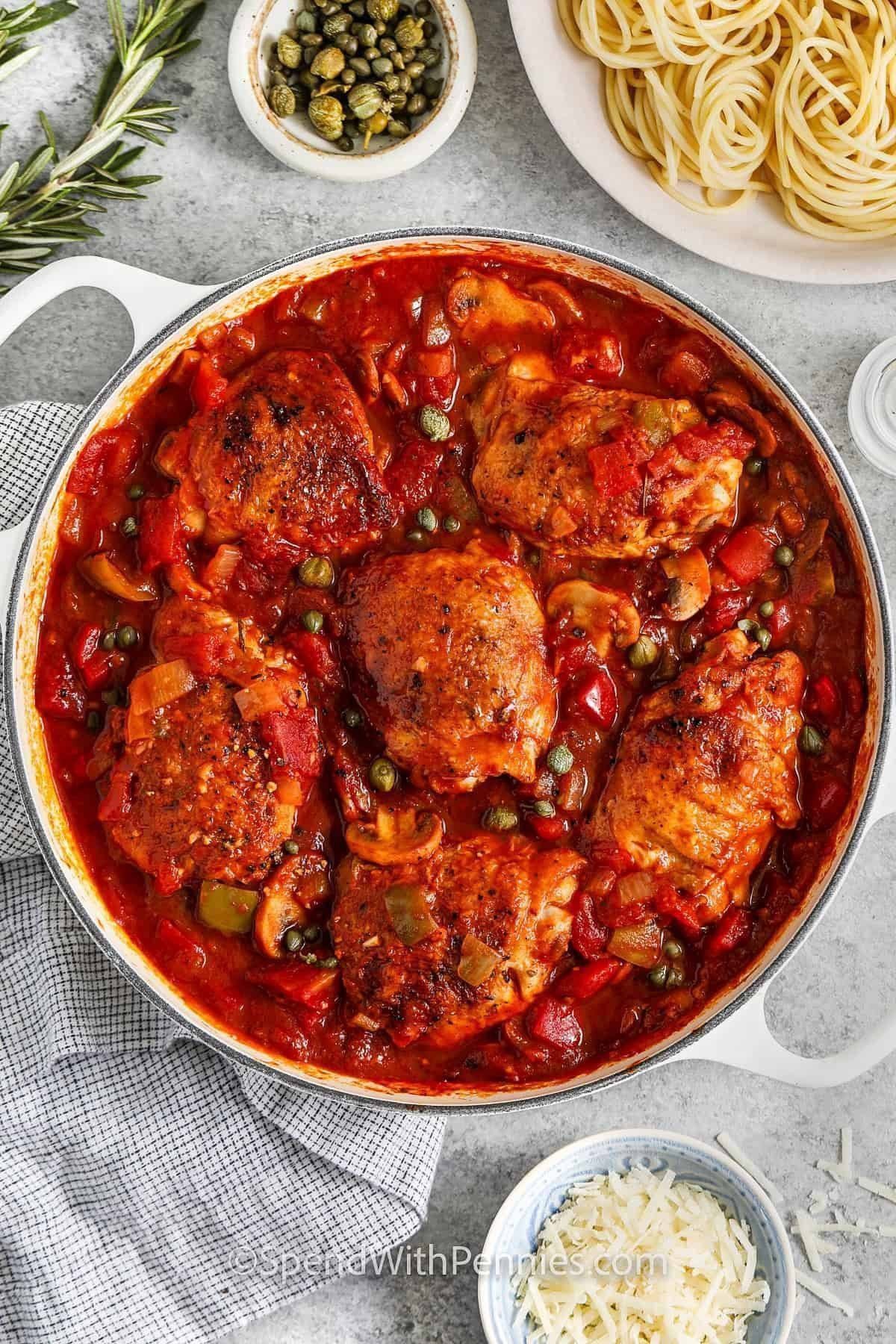 pan of Chicken Cacciatore