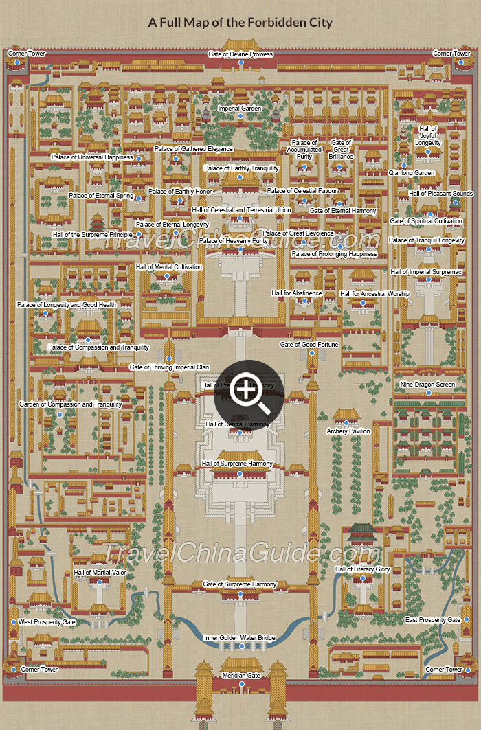 Forbidden City Maps, Location, PDF Tourist Map of Palace Museum