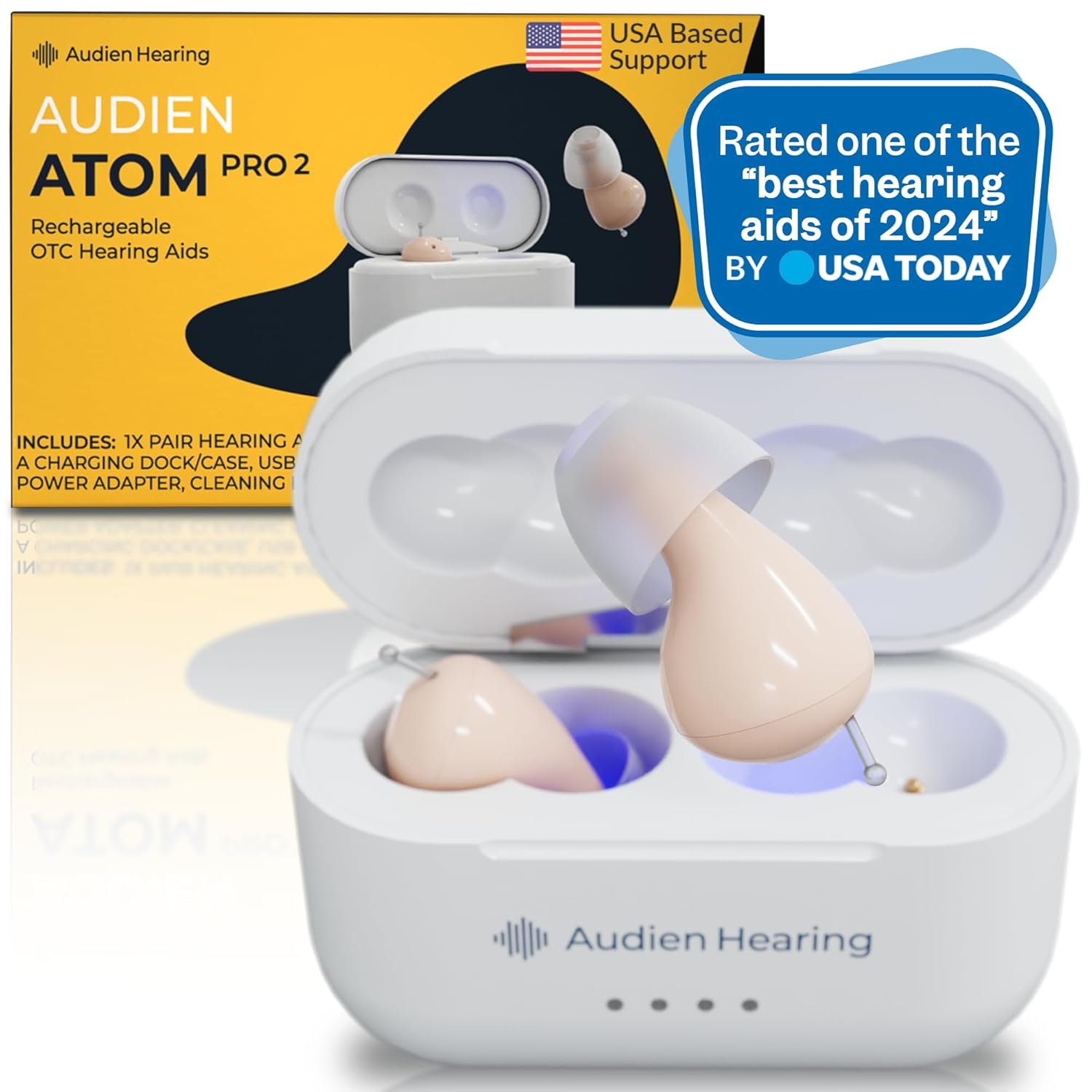 Audien ATOM PRO 2 Wireless Rechargeable OTC Hearing Aid, Pre...