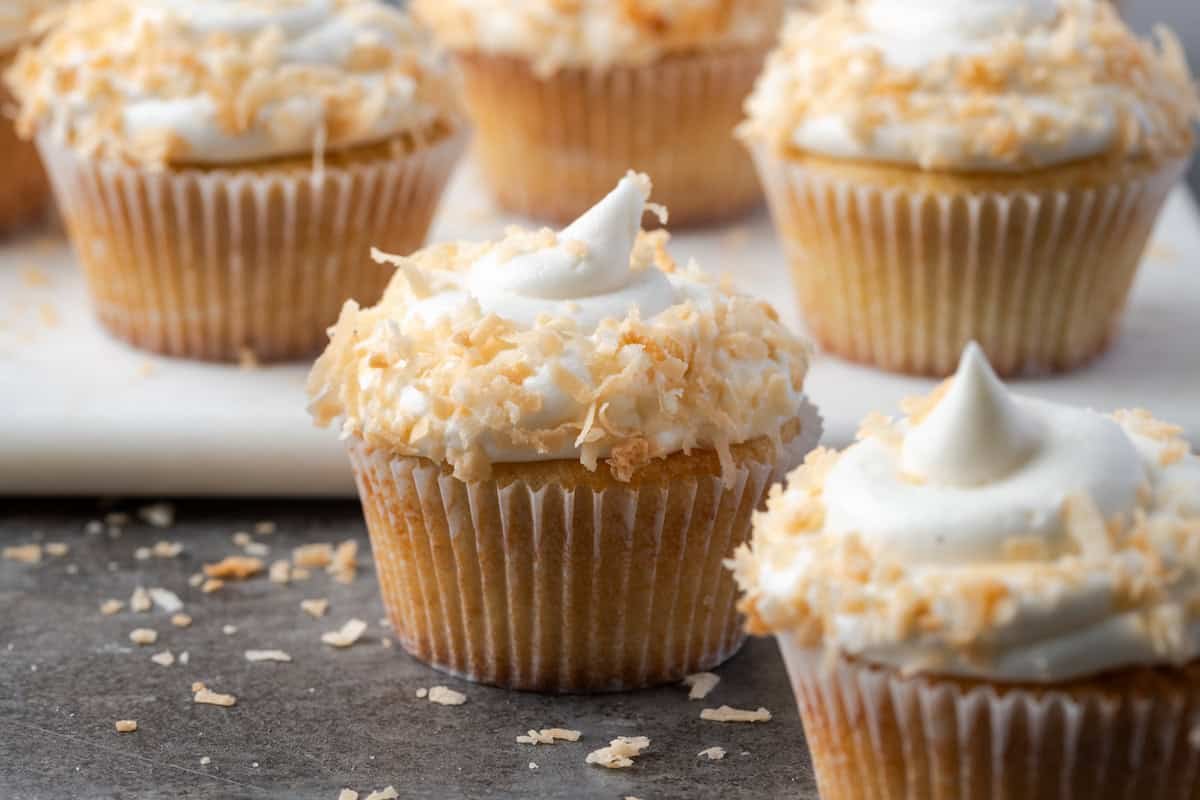 Almond Cupcakes with Coconut Frosting