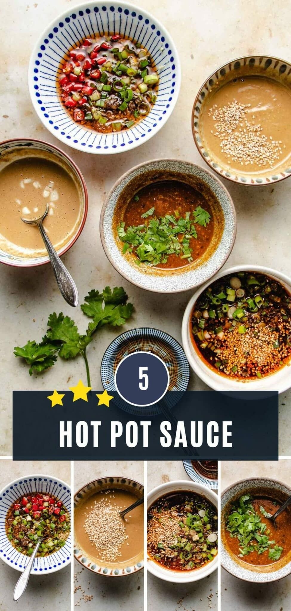 Hotpot dipping sauces with 5 different flavors!