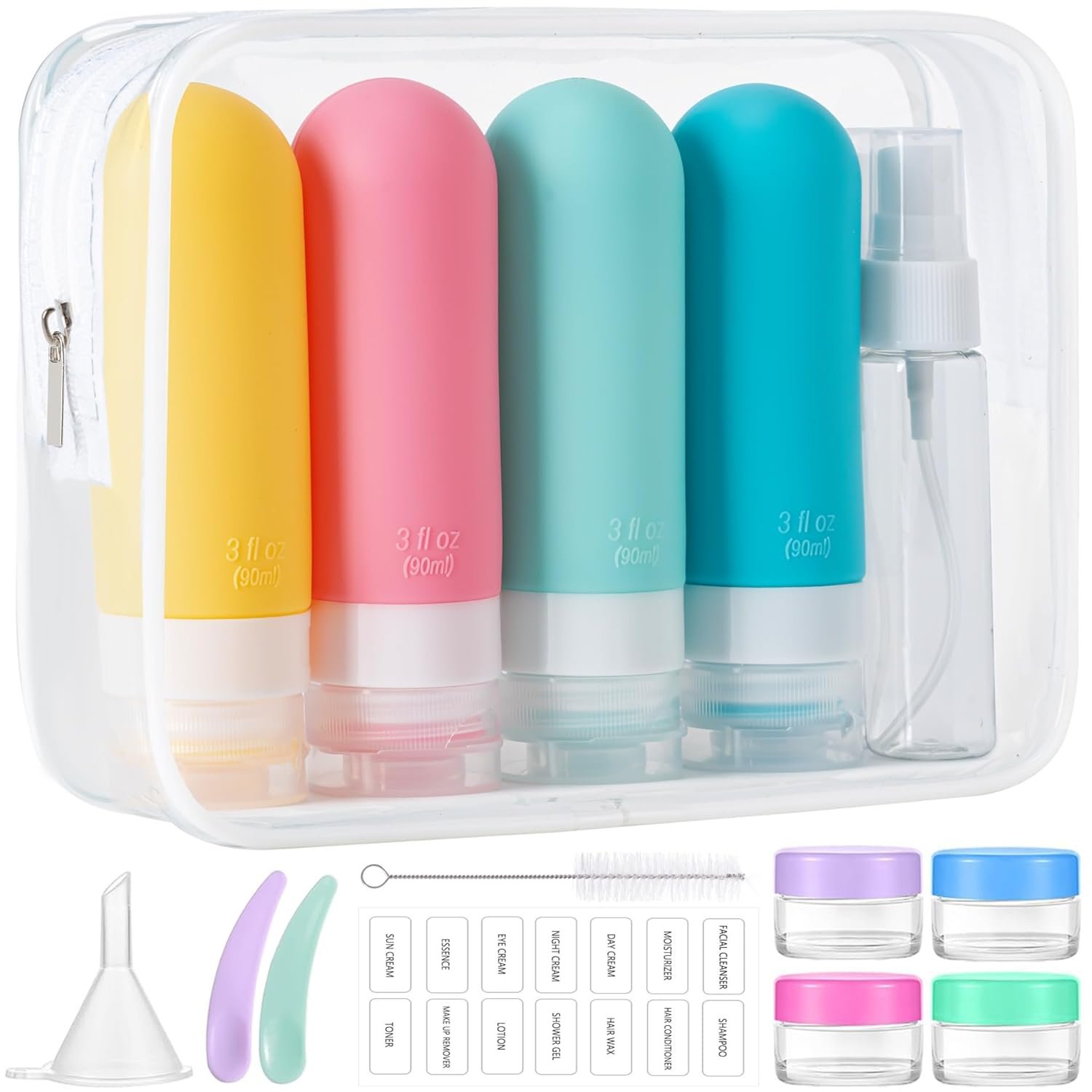 Reusable silicone travel bottles