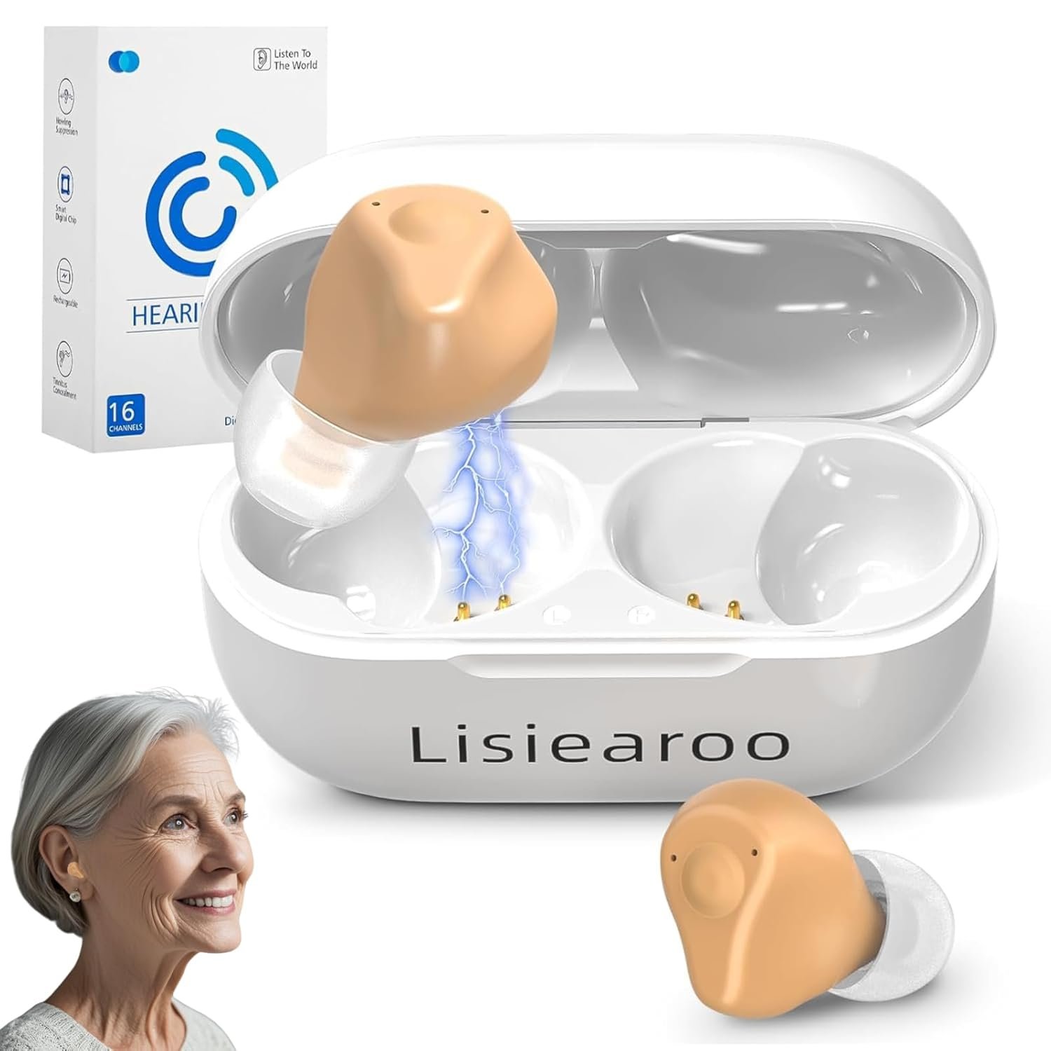 Rechargeable Hearing Aid for Seniors with 16 Channel Sound P...