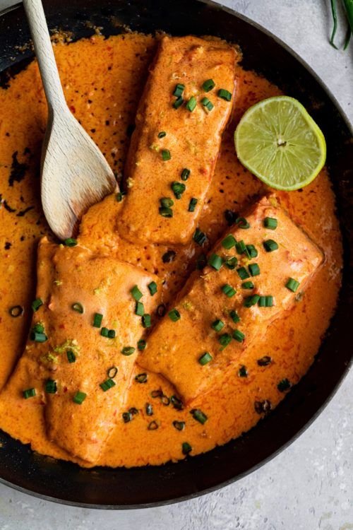 Creamy Harissa Salmon - Dash of Mandi