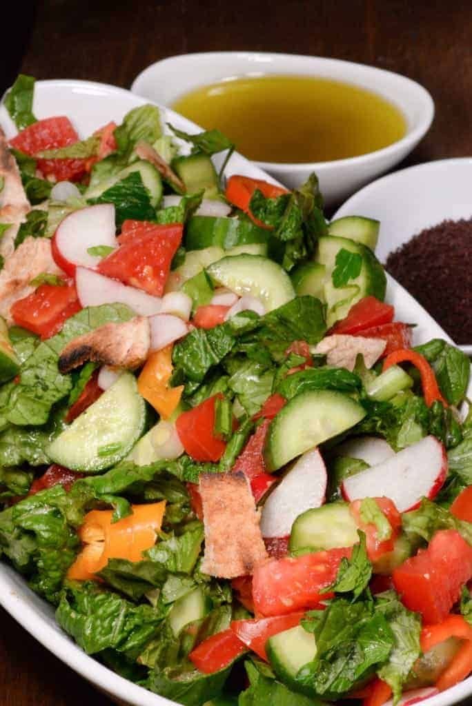 Jordanian Fattoush  ( Arabic Salad with Toasted Bread)