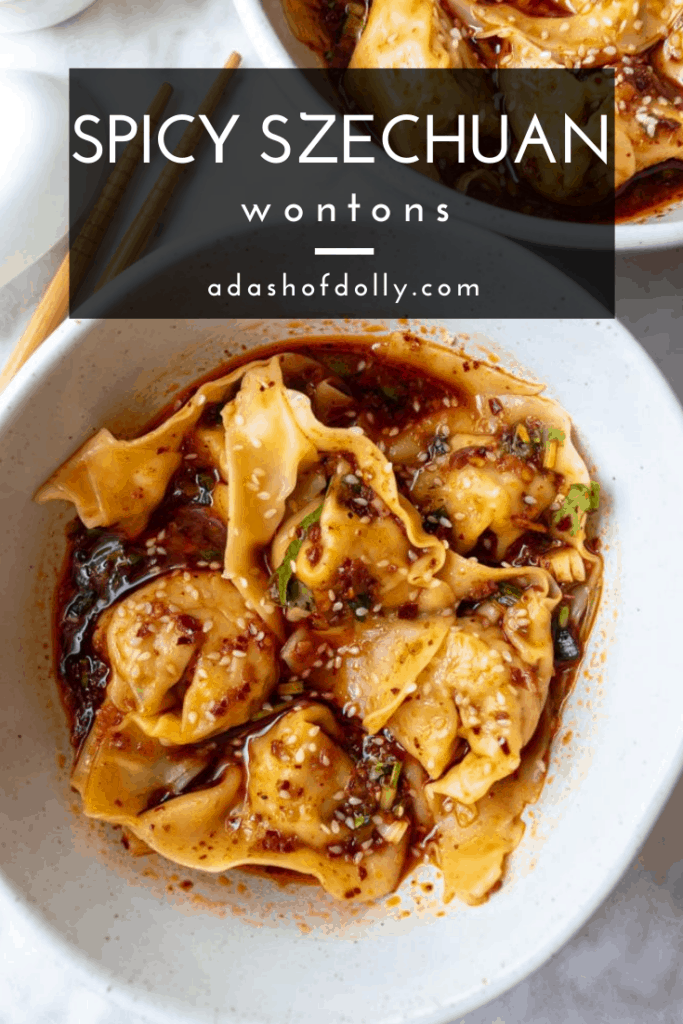 Spicy Szechuan Wontons in Spicy Szechuan Sauce - a dash of dolly