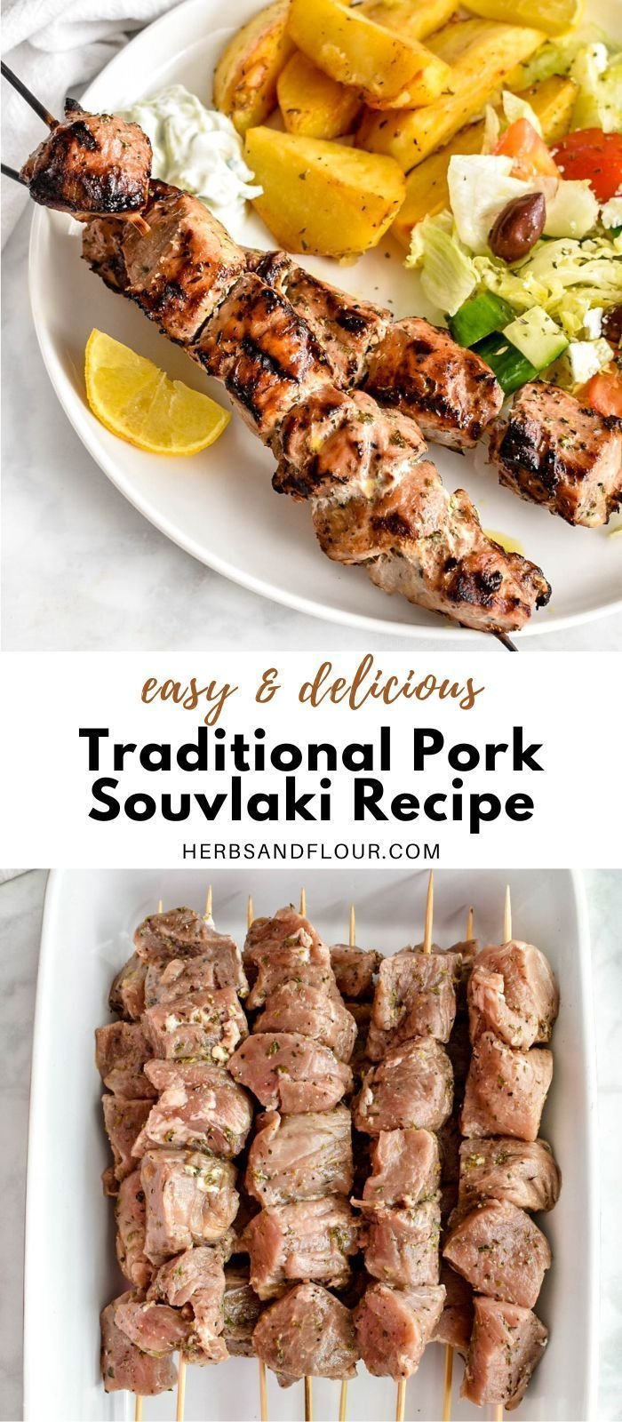 Traditional Pork Souvlaki Recipe - Herbs & Flour