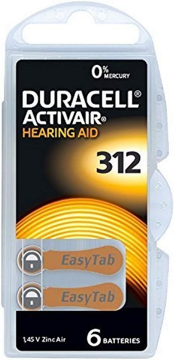 Duracell Hearing Aid Batteries Size 312, 60 Count (Pack of