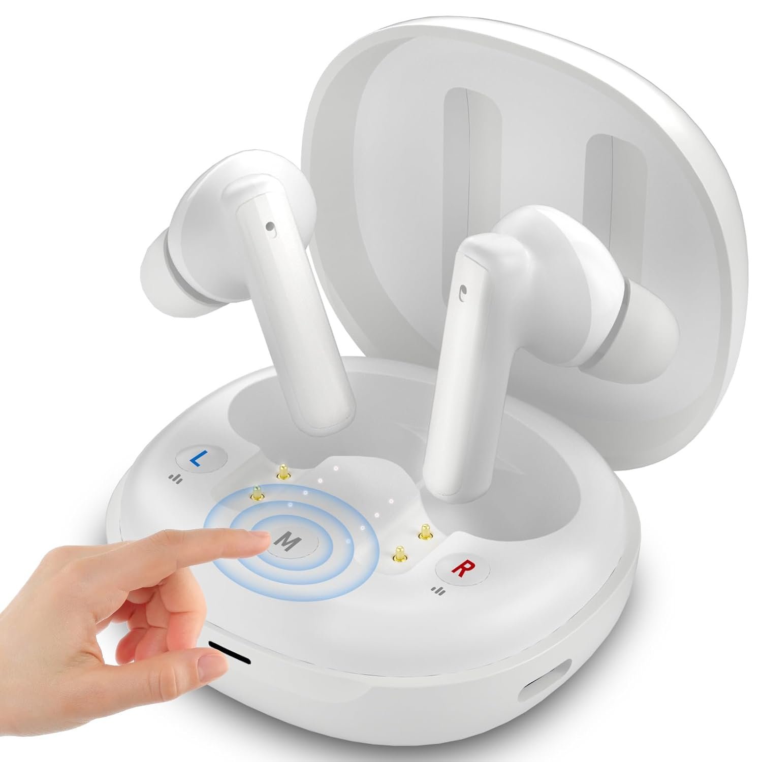 Bluetooth Hearing Aids with Button Control, Hearing Aid 16 C...