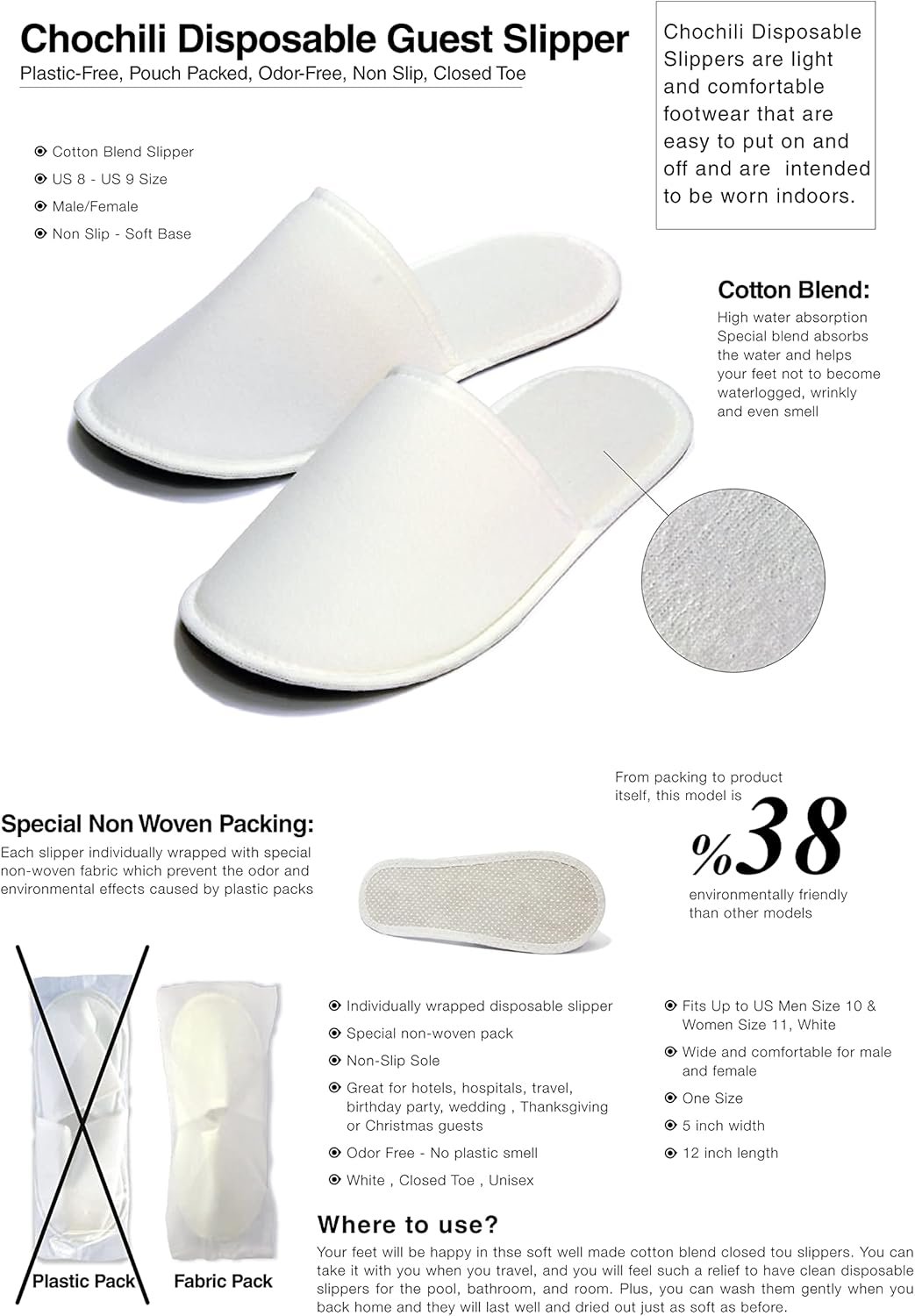 Travel slippers for hotels