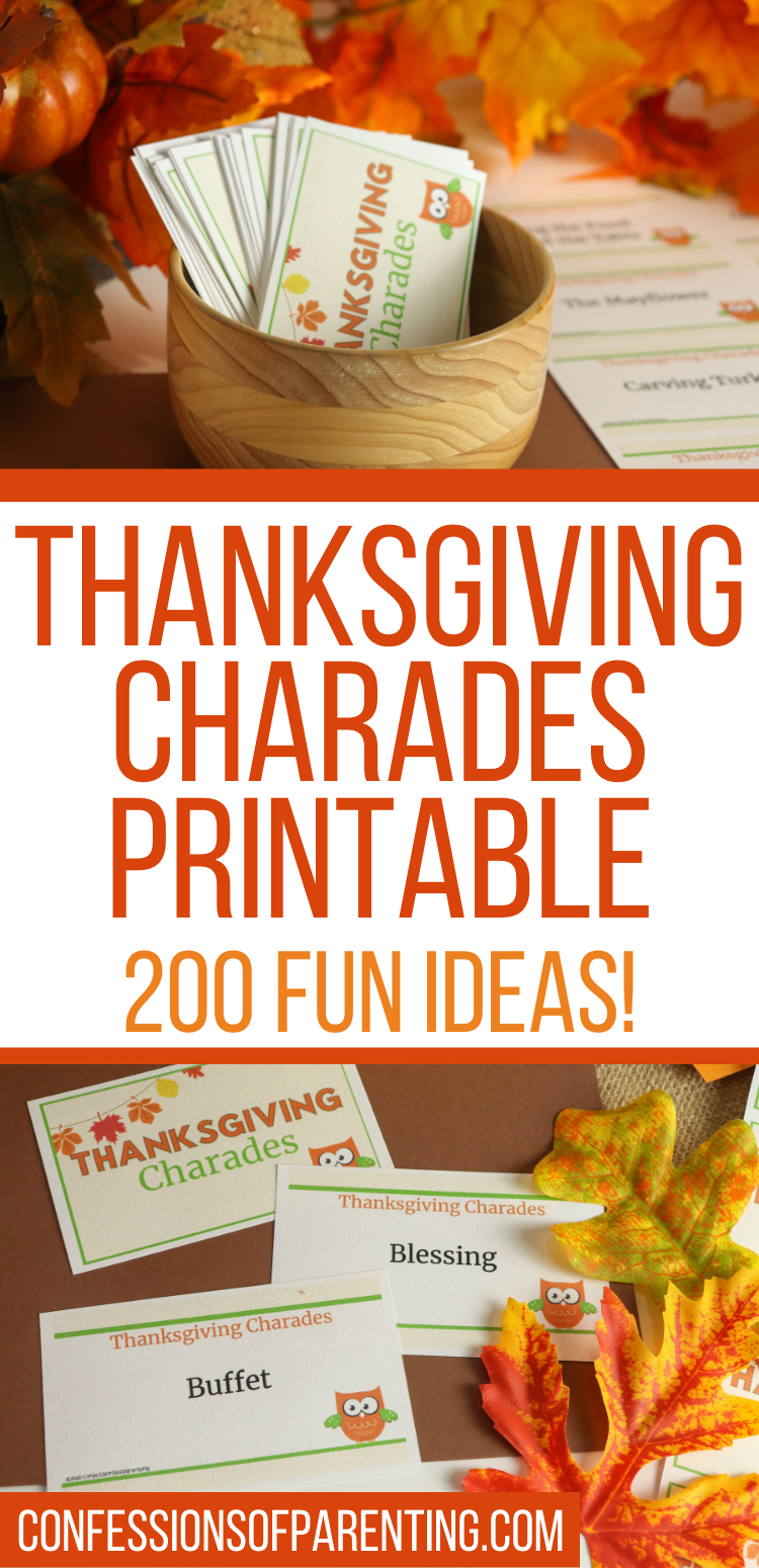Thanksgiving Charades Printable