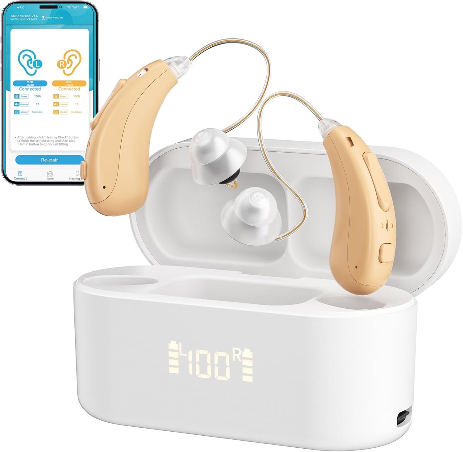 Rechargeable Hearing Aids for Seniors with Bluetooth &App Co...