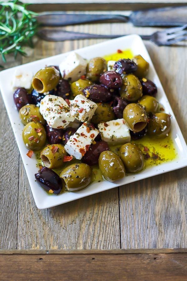 Marinated Olives and Feta Cheese - The Domestic Dietitian