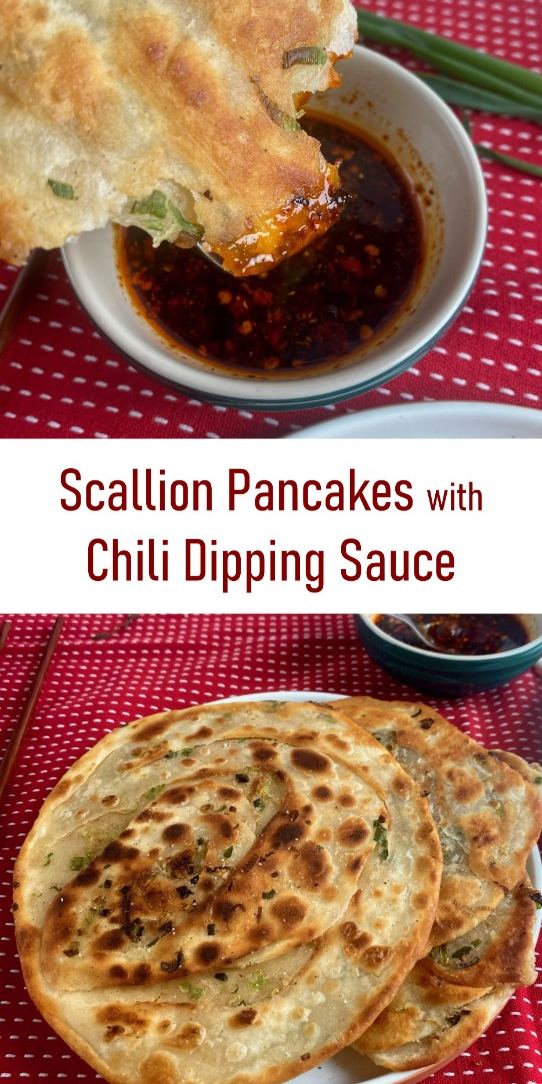 Scallion Pancakes with Chili Dipping Sauce