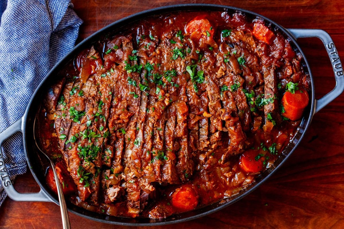 simplest brisket with braised onions