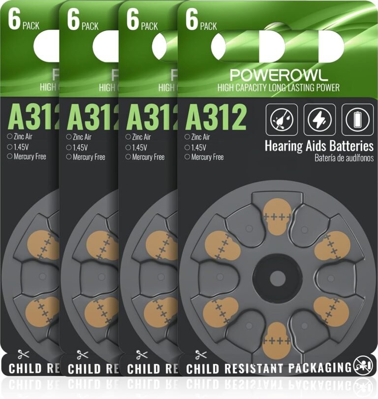 POWEROWL Hearing Aid Batteries Size 312, High Capacity Cell,...