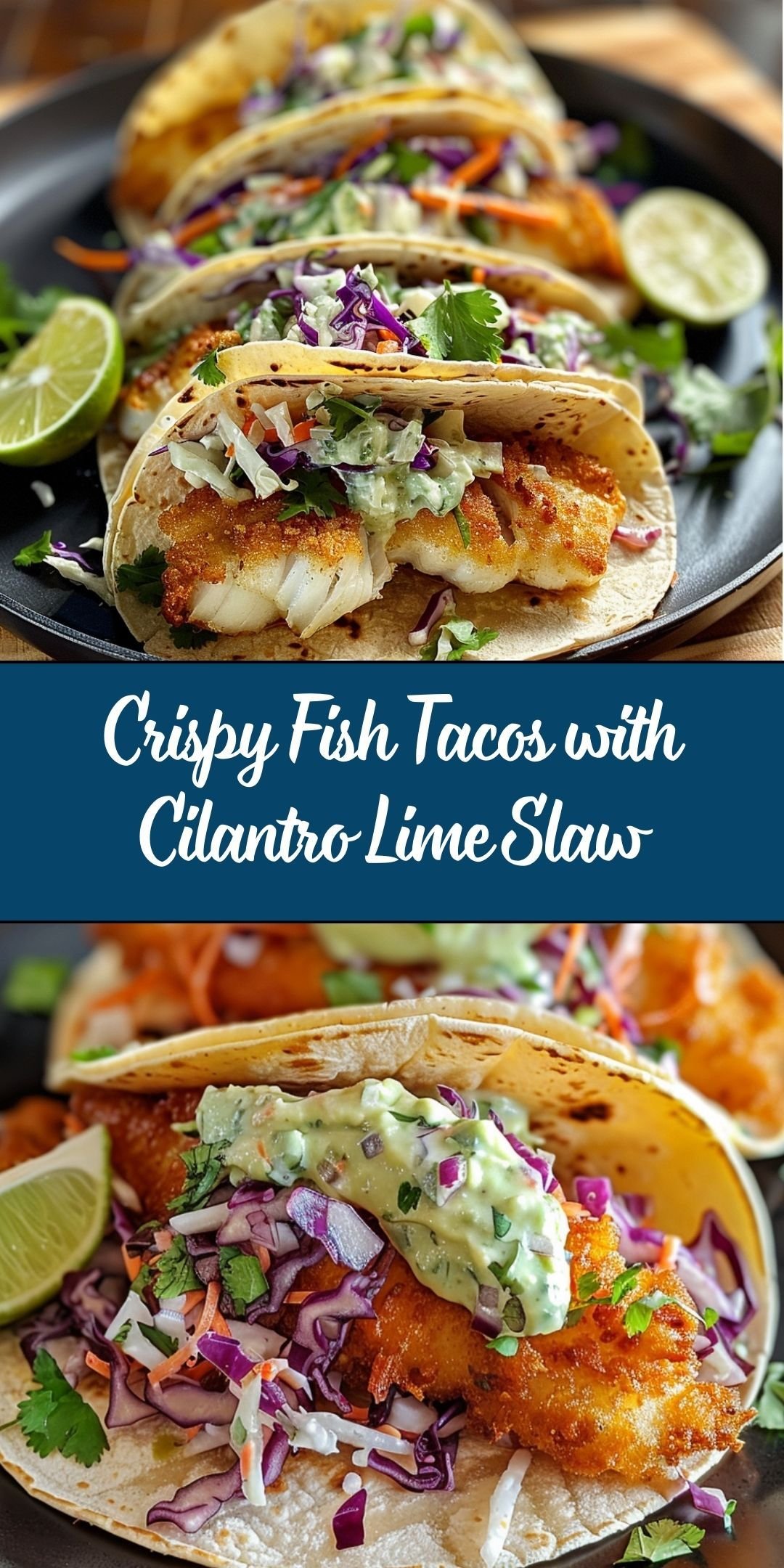 Crispy Fish Tacos with Cilantro Lime Slaw