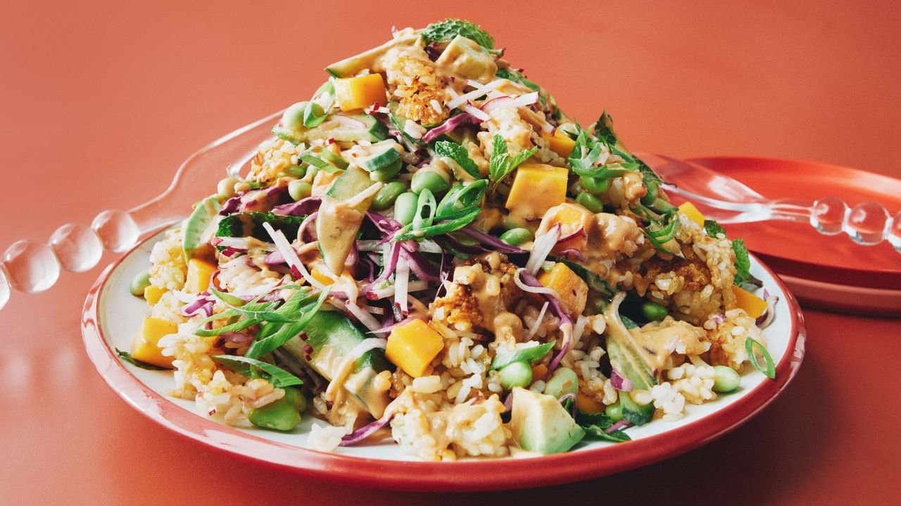 Crispy Rice Salad With Spicy Tahini Dressing Recipe