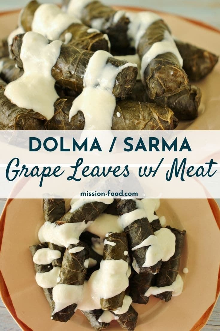 Dolma (Stuffed Grape Leaves with Meat and Rice)