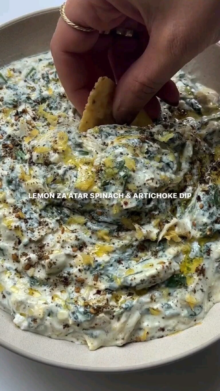 Lemon Za'atar Spinach & Artichoke Dip made with greek yogurt!!