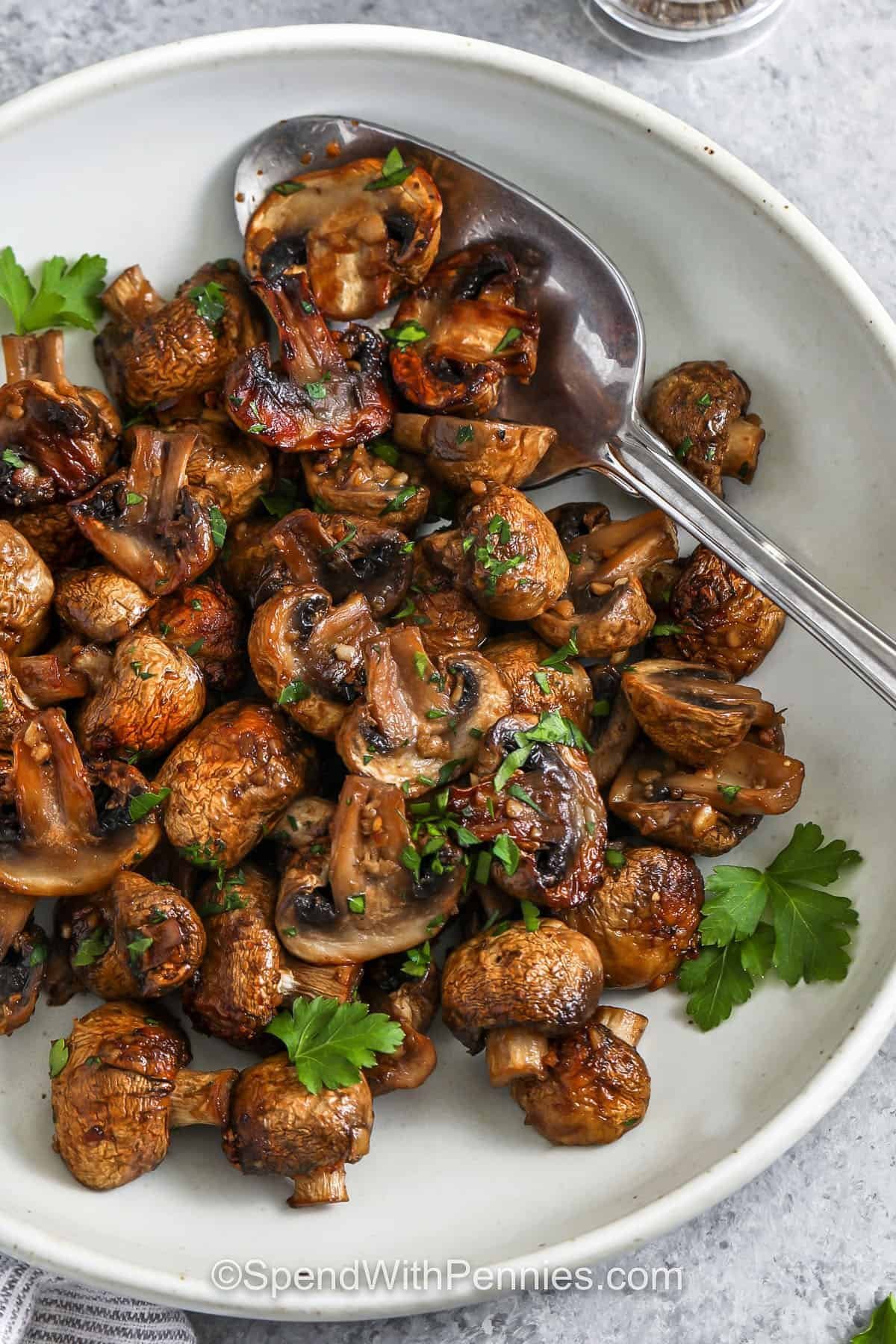 roasted mushrooms on a plate