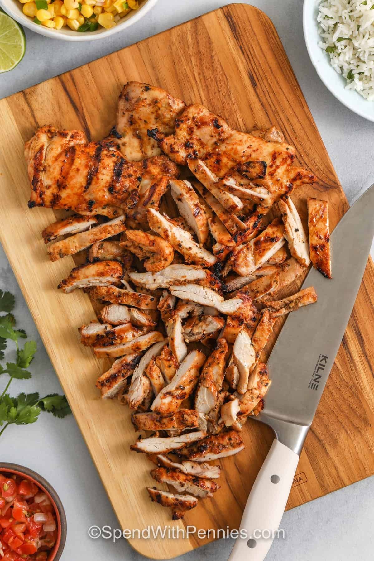 juicy Copycat Chipotle Chicken cut into pieces