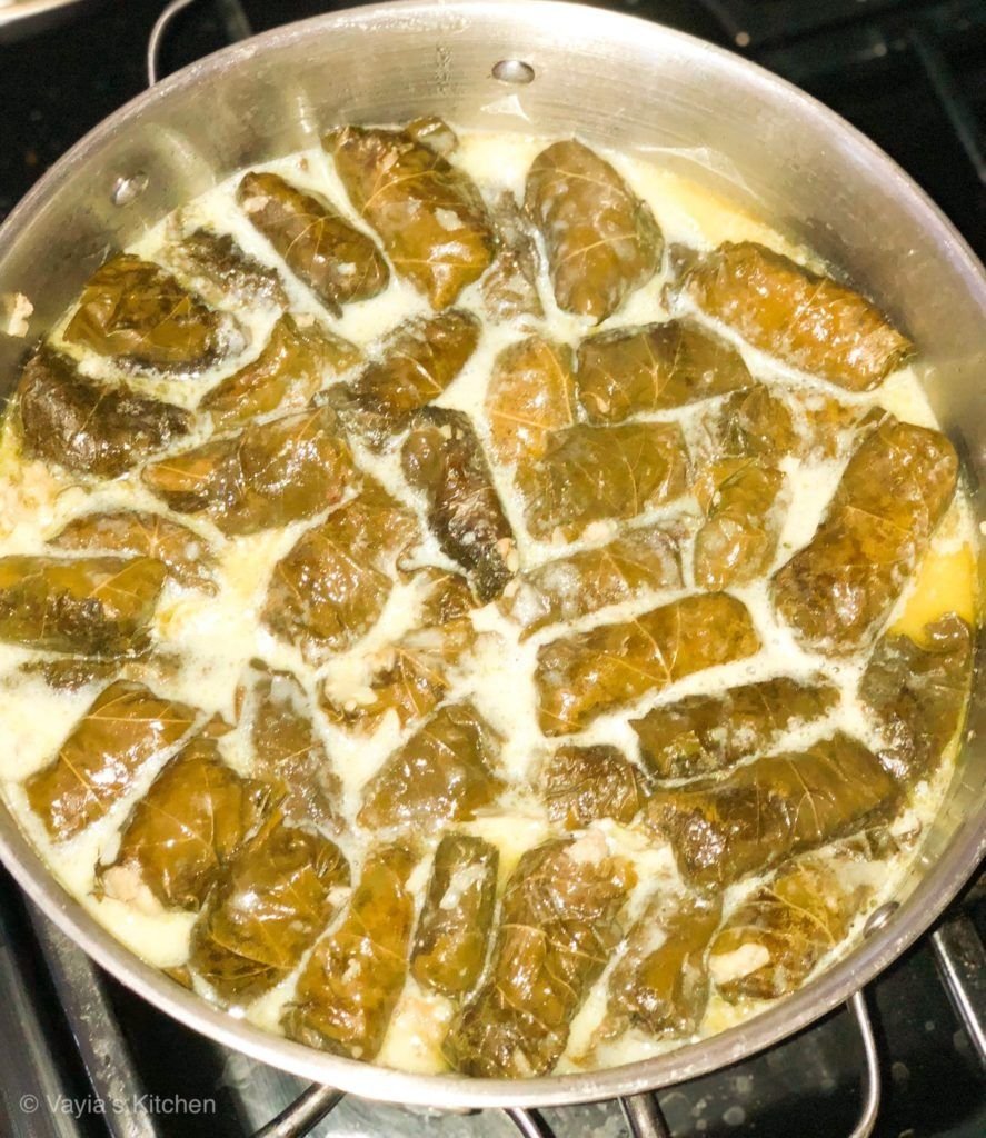 Greek Stuffed Grape Leaves with Meat and Rice Recipe (Dolmades)