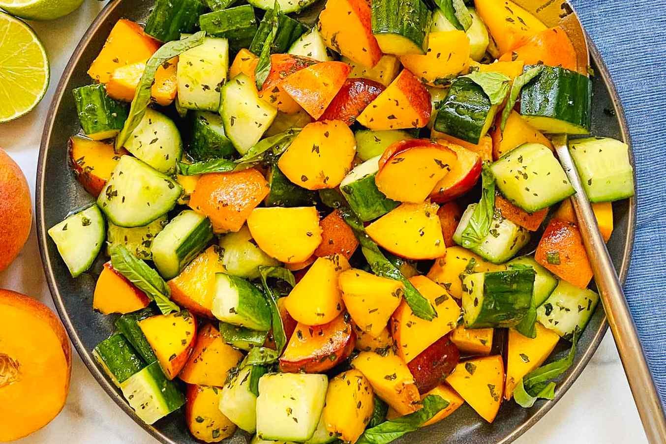 Peach, Cucumber, and Basil Salad Recipe
