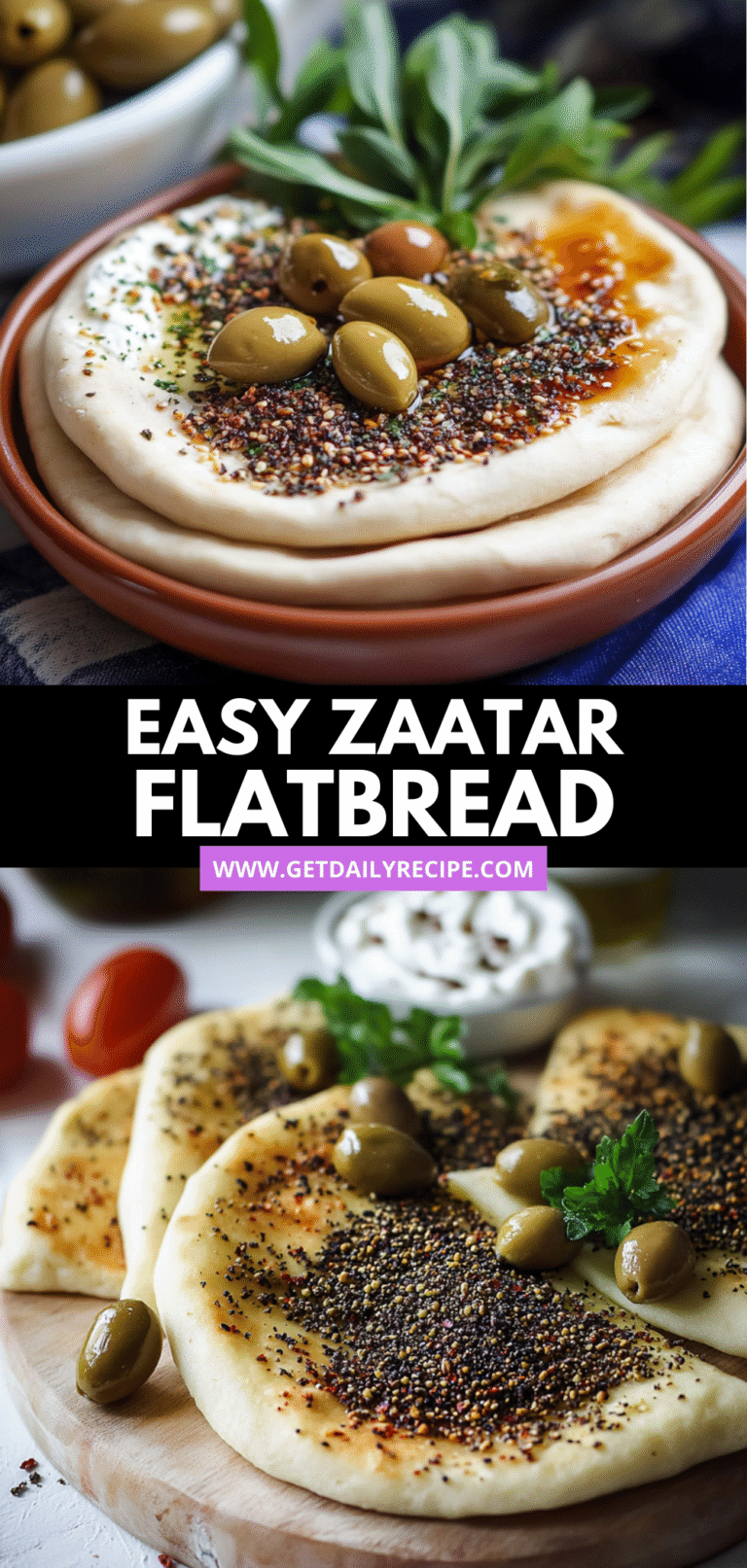 Quick and Tasty Zaatar Manakish with Labneh and Olives