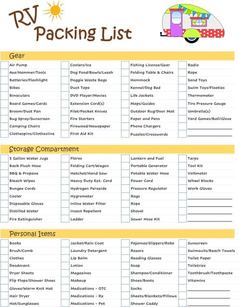 camping gear checklist