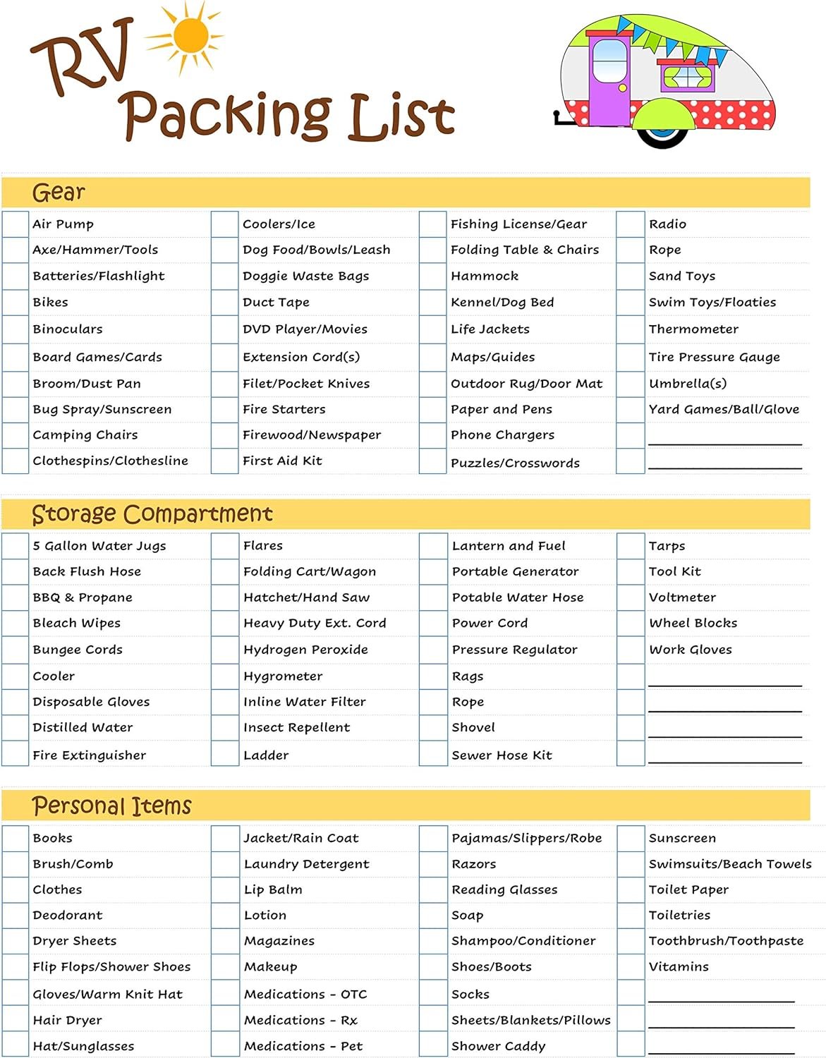 camping gear checklist