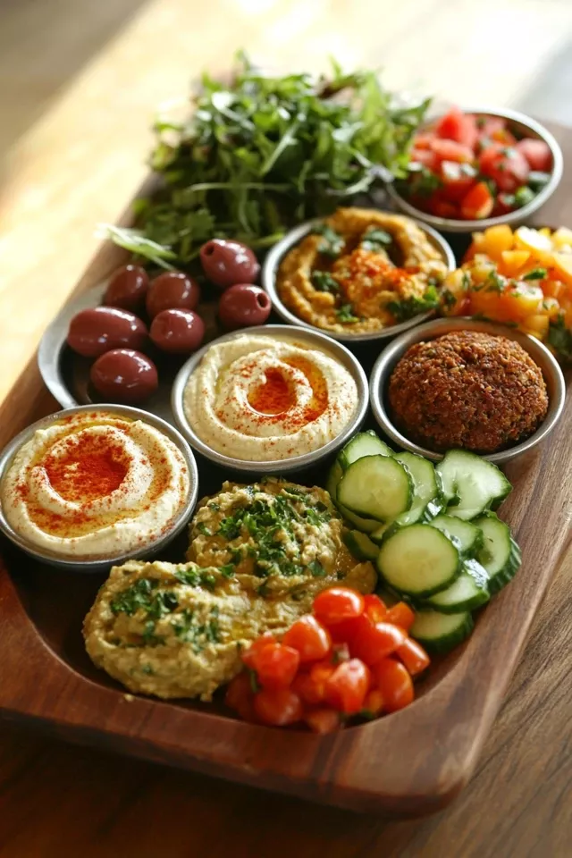 Vegan Mediterranean Mezze Platter with Hummus, Baba Ganoush, and Falafel - The Vegan & Plant Based Kitchen