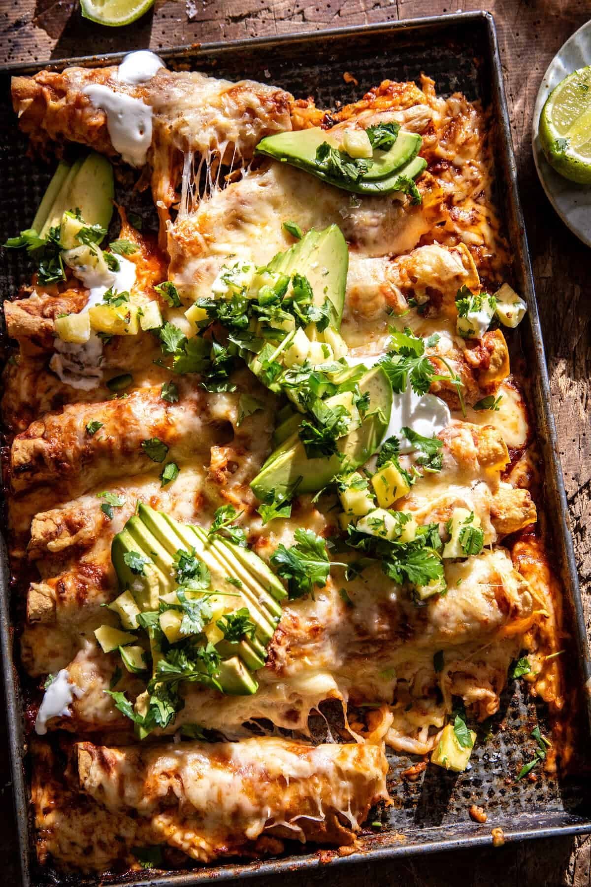 Baked Cheesy Cuban Chicken Taquitos.