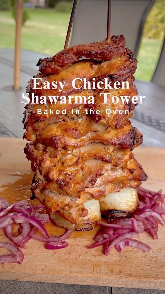 Easy Chicken Shawarma Tower Baked in the Oven