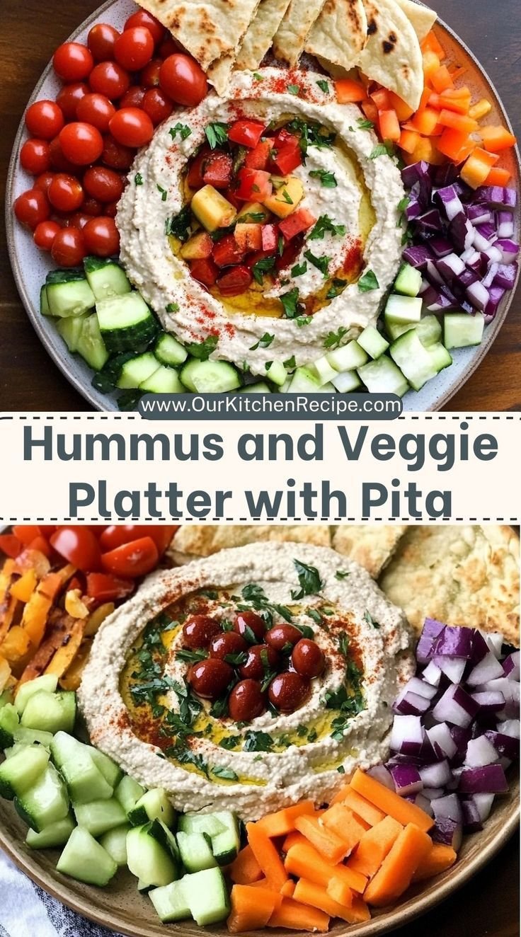 Hummus and Veggie Platter with Pita