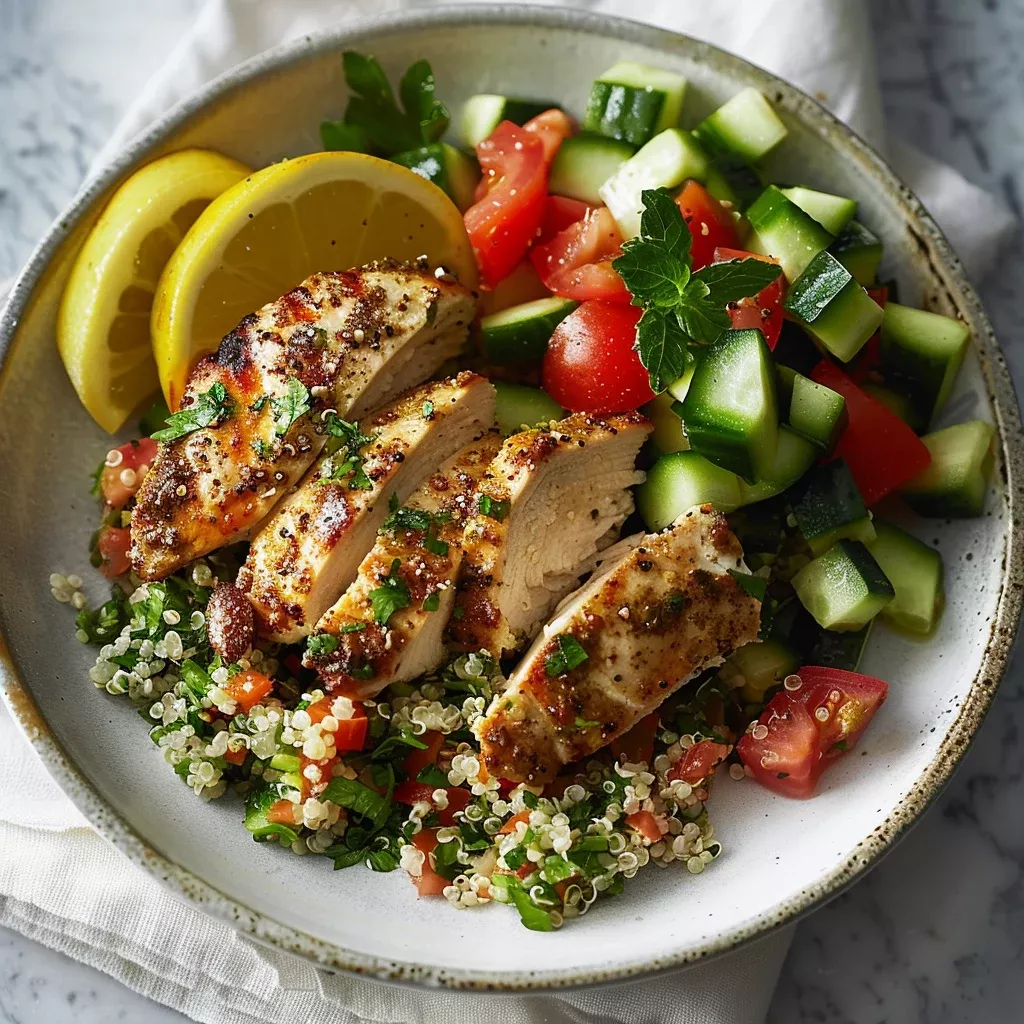 Mediterranean Lemon Herb Chicken with Quinoa Tabbouleh