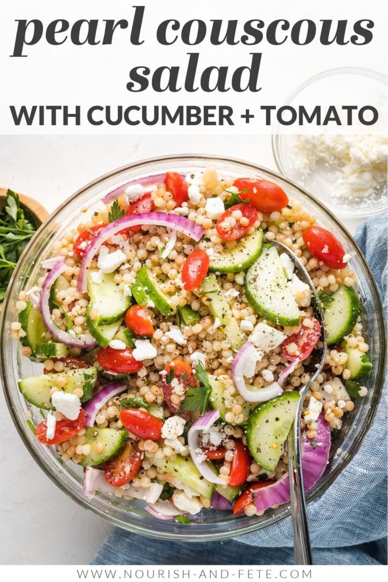 Pearl Couscous Salad with Cucumbers, Tomatoes, and Feta