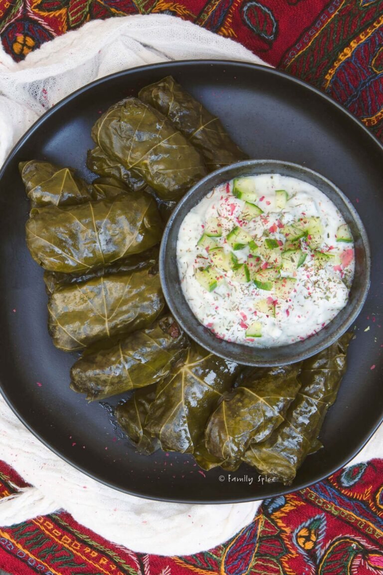 Persian Dolmeh(Dolma) | Stuffed Grape Leaves with Raisins
