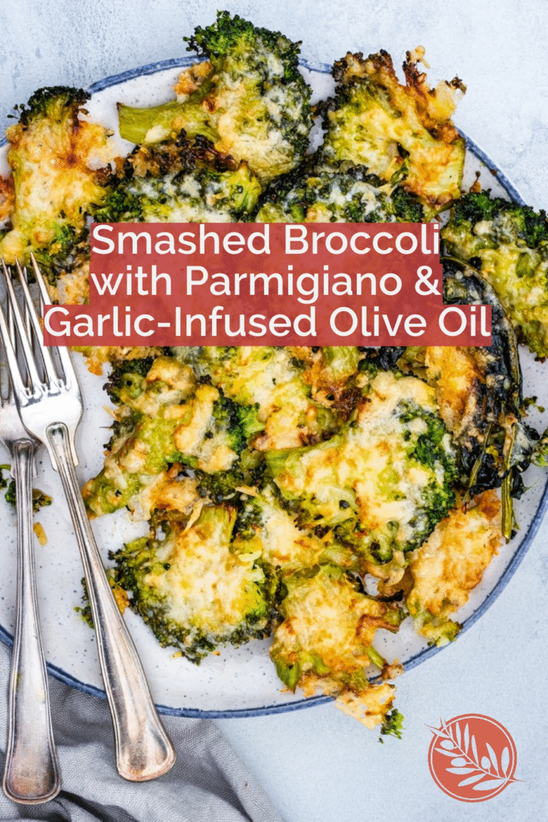 Smashed Broccoli with Parmigiano & Garlic-Infused Olive Oil