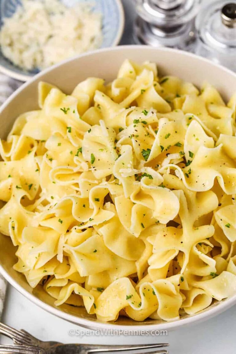 bowl of Buttered Noodles with parmesan