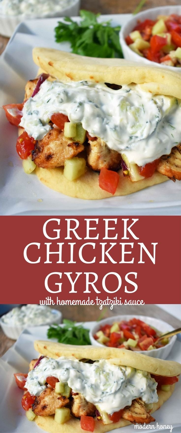 Greek Chicken Gyros with Tzatziki Sauce