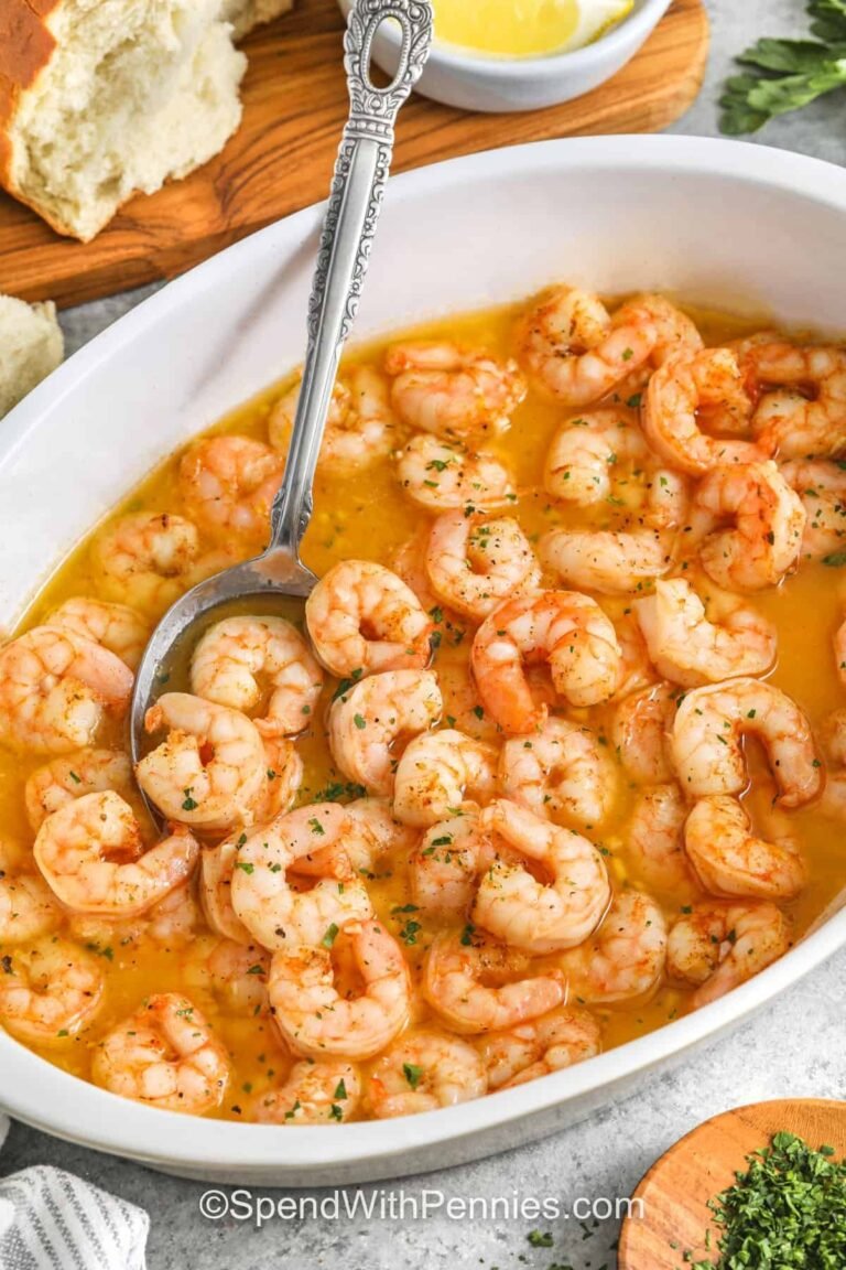 lemon Oven Baked Shrimp in a dish