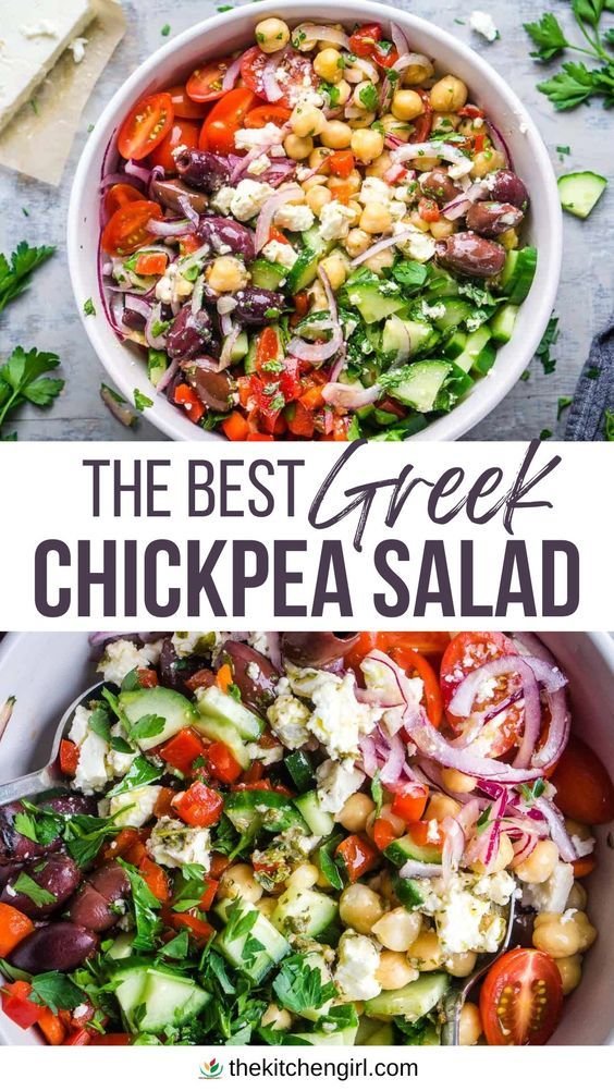 The Best Greek Chickpea Salad (15 minutes!) - The Kitchen Girl