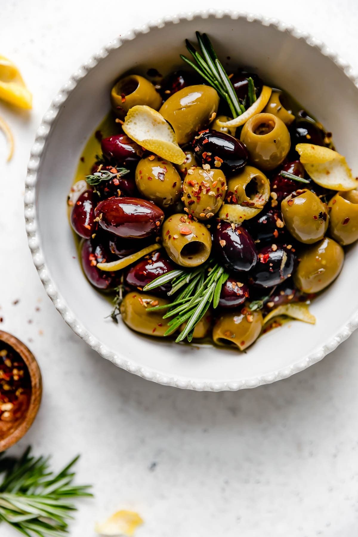 The Easiest Marinated Olives (with Rosemary, Garlic and Lemon)