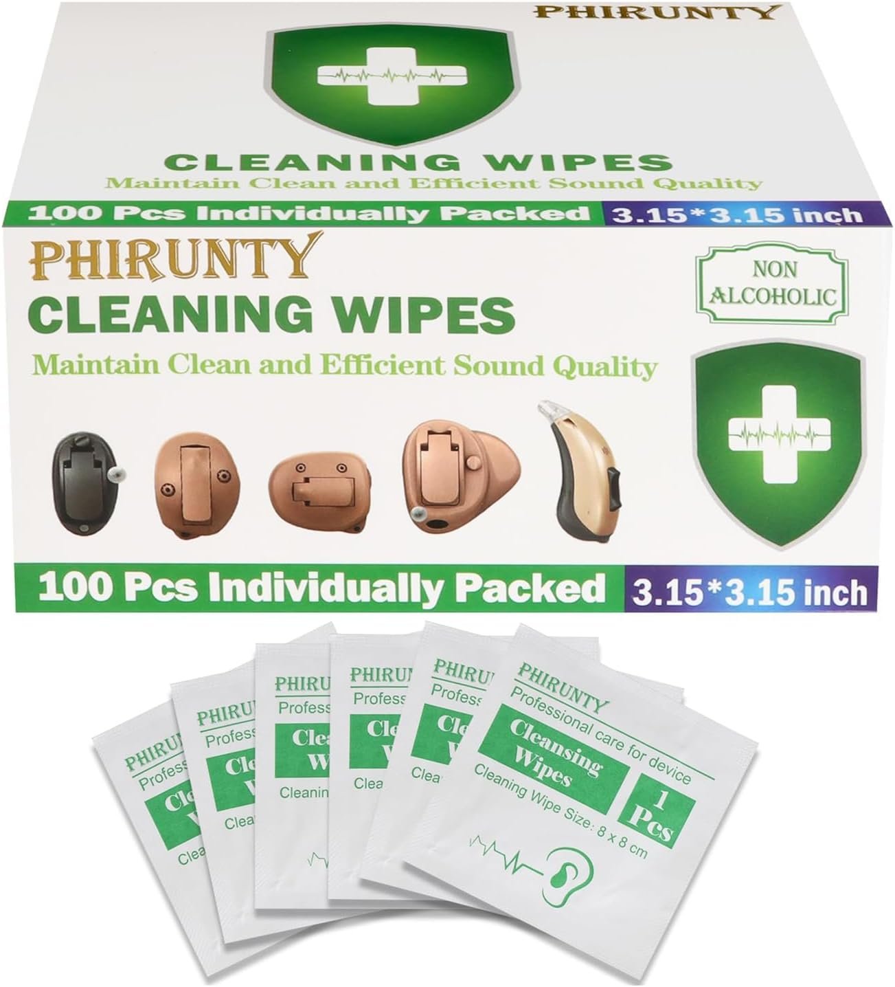 100 Count Hearing Aids Cleaning Wipes Individually Packaged,...