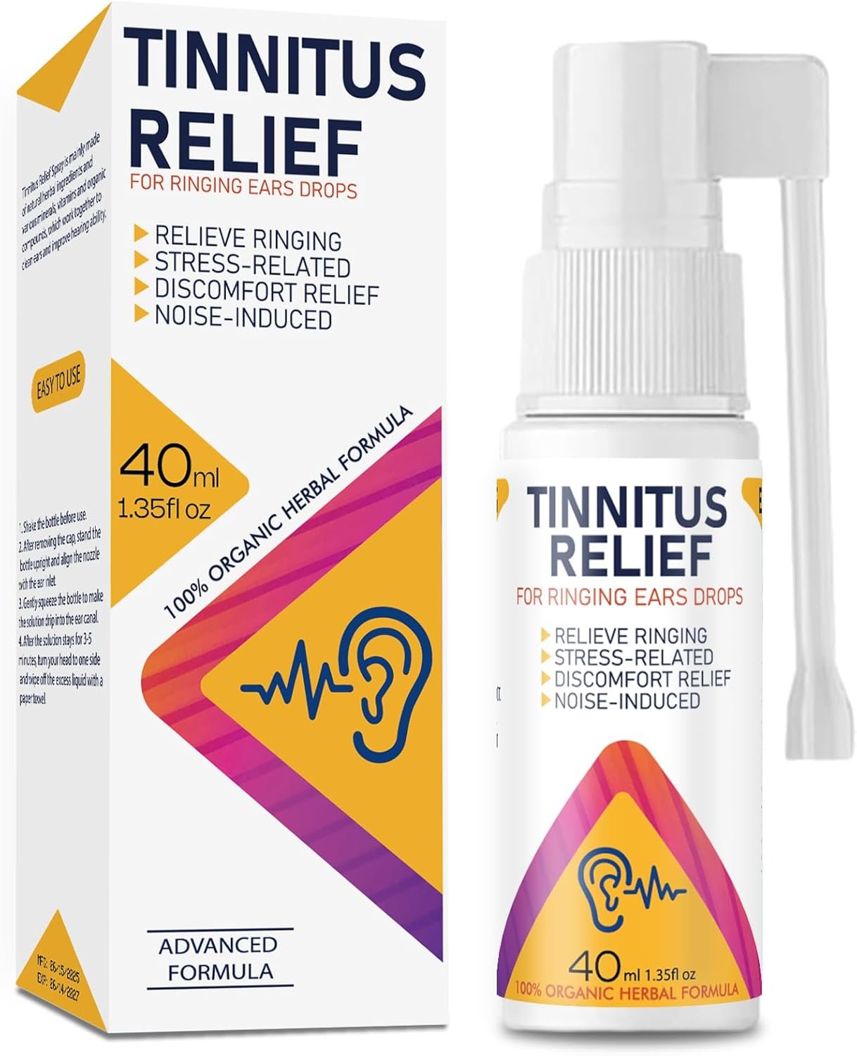 Tinnitus Relief Spray 40ml, Natural Herbal Relief for Ring...