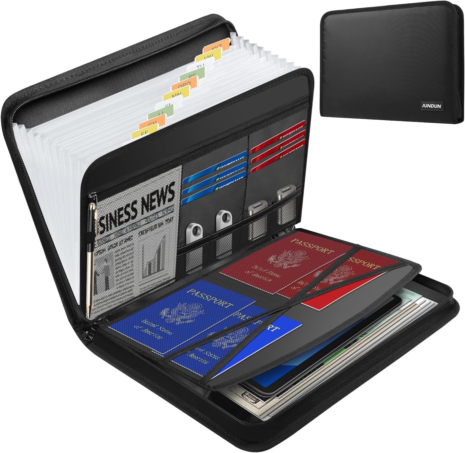 Travel organizer for documents