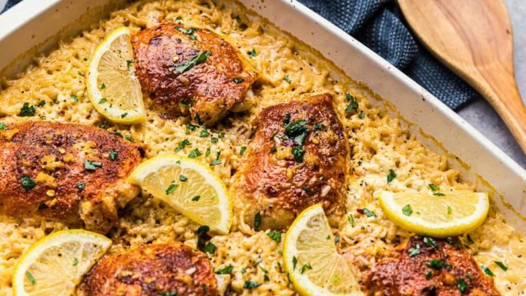 Lemon Garlic Parmesan Baked Chicken and Rice